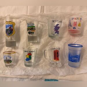 Set of 8 Souvenir Shot Glasses - International Travel Collection - Multicolor